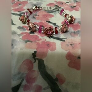 Handmade Pink Rose Bracelet